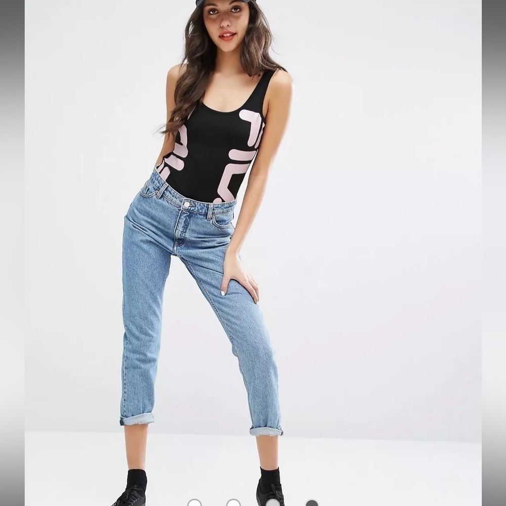 Fila black white logo one piece body suit